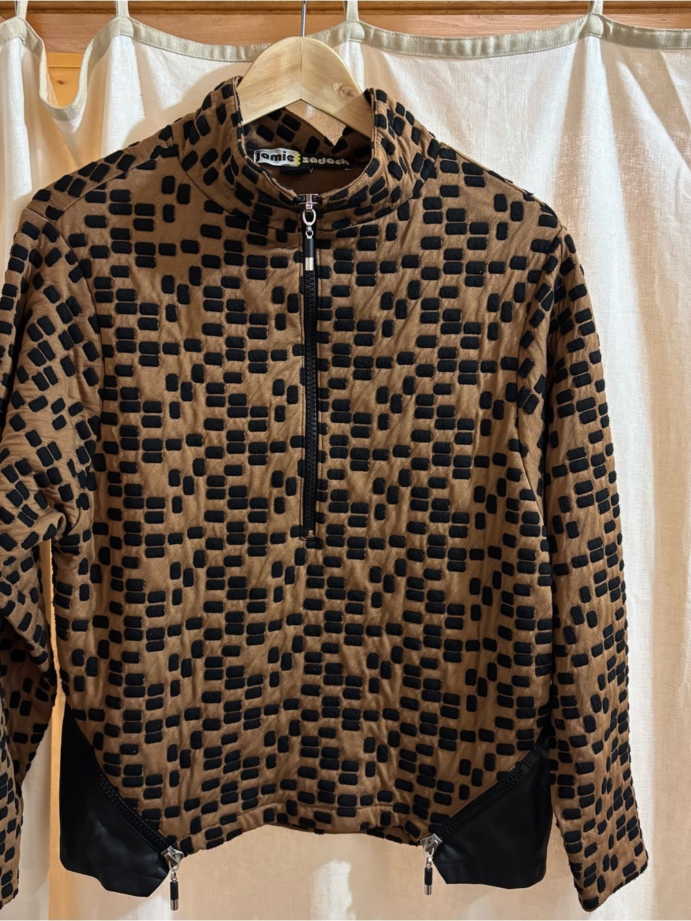Jamie Sadock Women’s Brown & Black Patterned Quarter-Zip Pullover Jacket S